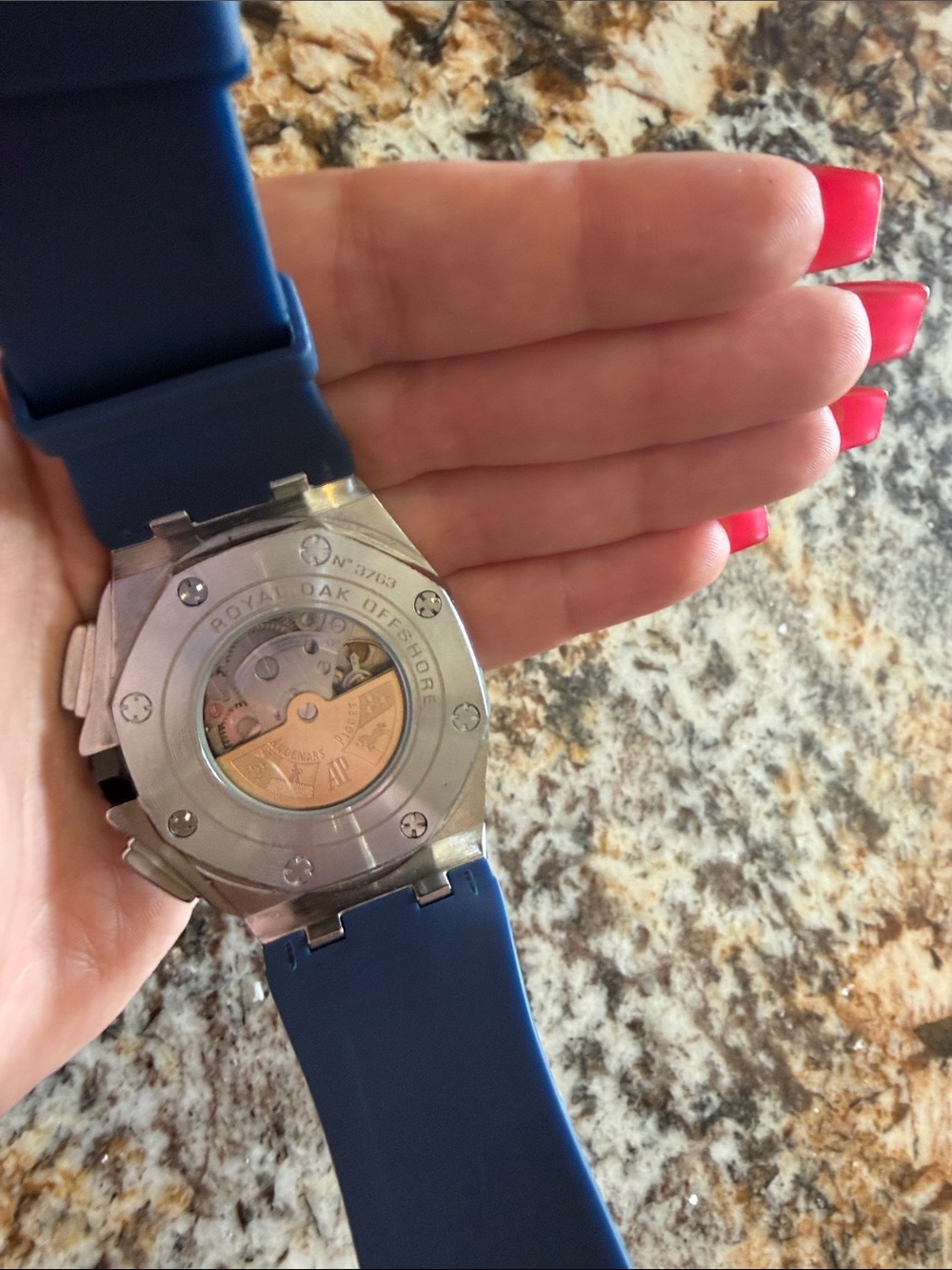 Audemars Piguet Silver Case Navy Dial Men's Chronograph Watch - Picture 3 of 6